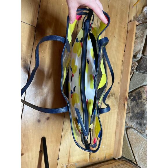 Kate Spade 3 Piece Lemon Zest Set. See thru bag tote, clip in bag and wallet - Picture 8 of 16